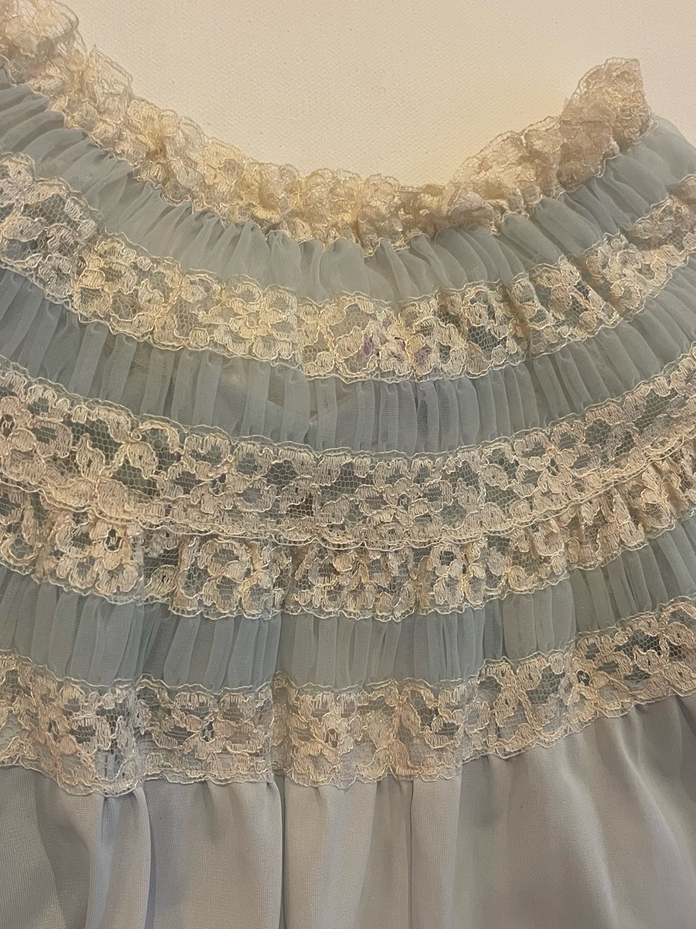 Vintage Sheer Blue Lace Top S Lingerie Victorian Coquette Balletcore Romantic - Picture 10 of 16